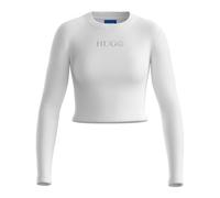 Langarmshirt HUGO BLUE "Della", Damen, Gr. XXL, schwarz, Jersey, Obermaterial: 66% Baumwolle, 29% Polyester, 5% Elasthan, unifarben, Basic, körpernah, Rundhals, Shirts Langarmshirt, mit Rundhalsaussch