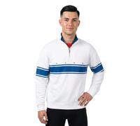 HUGO Sweatshirt aus Baumwolle mit Troyerkragen und Streifen-Print - Style Demsizip, 50563798 Weiß / Blau S