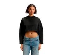 Sweatshirt HUGO BLUE "Derissa", Damen, Gr. S (36), schwarz (schwarz 002), Sweatware, Obermaterial: 100% Baumwolle, unifarben, casual, relaxed fit kurz, Rundhals, Langarm, Sweatshirts, in Cropped-Länge