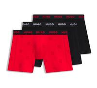 HUGO Dreierpack Boxershorts - Style BOXERBR TRPLT DESIGN, 50532559 Schwarz / Rot S