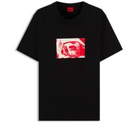 HUGO T-Shirt aus Baumwoll-Jersey mit Grafik-Print - Style Dirom, 50570844 Schwarz L