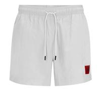 HUGO Regular Fit Badeshorts mit Label-Patch Modell 'DOMINICA' in Weiss, Größe XL