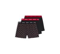 HUGO Dreier-Pack Boxershorts aus Baumwolle mit Logos am Bund - Style WOVEN BOXER TRIPLET, 50532565 Schwarz / Rot S