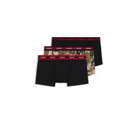 HUGO Dreier-Pack eng anliegende Boxershorts aus Stretch-Baumwolle mit Logo am Bund - Style TRUNK TR PLANET DES, 50545668 Schwarz / Beige S