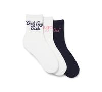 HUGO Dreier-Pack kurze Socken mit Rippstruktur und Slogans - Style 3P QS SLOGAN CC W, 50543152 Weiß / Schwarz 39-42