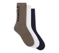 HUGO Dreier-Pack kurze Socken mit vertikalen Logos - Style 3P QS BACK LABEL CC, 50521068 Weiß / Blau / Grau 43-46