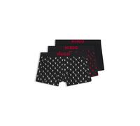 HUGO Dreierpack eng anliegende Boxershorts aus Stretch-Baumwolle mit kurzem Bein und Logo-Bund - Style TRUNK TRIPLET GIFT, 50549140 Schwarz gemustert XL
