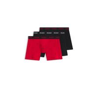 HUGO Dreierpack eng anliegende Boxershorts aus Stretch-Baumwolle - Style BOXERBR TRPLT DESIGN, 50532559 Schwarz / Rot XL