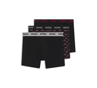 HUGO Dreierpack eng anliegende Boxershorts aus Stretch-Baumwolle - Style BOXERBR TRPLT DESIGN, 50532559 Schwarz S
