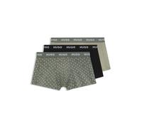HUGO Dreierpack eng anliegende Boxershorts mit kurzem Bein aus Stretch-Baumwolle mit Logo-Bund - Style TRUNK TRIPLET DESIGN, 50532550 Schwarz / Grün M