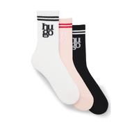 HUGO Dreierpack kurze gerippte Socken mit Stack-Logos - Style 3P QS SPORTYLOG CC W, 50553449 Gemustert 35-38