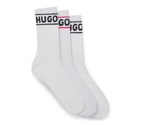 Freizeitsocken HUGO UNDERWEAR "3P QSRIB SPORTY CC W", Damen, Gr. 35-38, weiß (weiß 100), Baumwollmischung, unifarben, elastisch, Socken Freizeitsocken, mit kontrastfarbenem Logodetail (72339360-35)