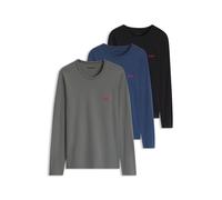HUGO Dreierpack Longsleeves aus Baumwolle - Style LS-SHIRT RN TRIPLET, 50492631 Schwarz / Grau / Blau XL