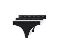 HUGO Dreierpack Strings aus Stretch-Baumwolle mit Logos am Bund - Style TRIPLET THONG STRIPE, 50469681 Weiß / Schwarz S