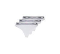 HUGO Dreierpack Strings aus Stretch-Baumwolle mit Logos am Bund - Style TRIPLET THONG STRIPE, 50469681 Weiß XS