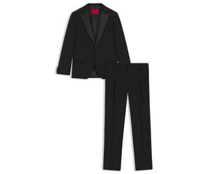 HUGO Dreiteiliger Slim-Fit Anzug aus strukturiertem, filigranem Jacquard - Style Henry-Getlin254EV1X, 50559159 Schwarz 50