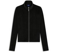 Sweatjacke HUGO "Dygym", Damen, Gr. L, schwarz 001, Samt, Obermaterial: 95% Polyester, 5% Elasthan, unifarben, slim fit hüftlang, hoch geschlossener Ausschnitt, mit Daumenlöchern, Sweatjacken Sweatjac