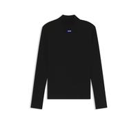 Longsleeve HUGO BLUE "Easy Longsleeve_B", Damen, Gr. XXL, schwarz, Single Jersey, Obermaterial: 96% Baumwolle, 4% Elasthan, unifarben, körpernah, abgesteppte Kante, Shirts, mit Stehkragen (94910755-XX