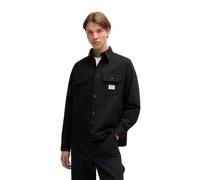 Langarmhemd HUGO BLUE "Ekynone", Herren, Gr. XXL, N-Gr, schwarz001, Web, Obermaterial: 100% Baumwolle, relaxed fit, hoch geschlossener Ausschnitt, eingesetzt 1-Knopf-Manschette, Hemden, mit Brusttasch