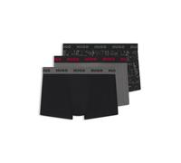 HUGO Dreier-Pack Boxershorts aus Stretch-Baumwolle mit Logo-Bund - Style TRUNK TRIPLET DESIGN, 50532550 Schwarz / Grau S