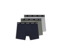 HUGO Eng anliegende Boxershorts mit Logo aus Stretch-Baumwolle im Dreierpack - Style BOXERBR TRIPLET PACK, 50532613 Blau / Grau S