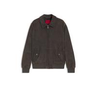 HUGO Extra Slim-Fit Jacke aus softem Veloursleder - Style Lemai, 50556503 Dunkelgrau S