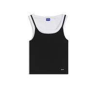 HUGO Extra-Slim-Fit Tanktop aus Baumwolle mit mehrlagigem Design - Style Dorough_B, 50564401 Schwarz / Weiß S