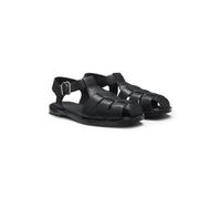 HUGO Fischer-Style Sandalen aus Leder mit Stack-Logo - Style Liora_Sandal_clt, 50563676 Schwarz 36