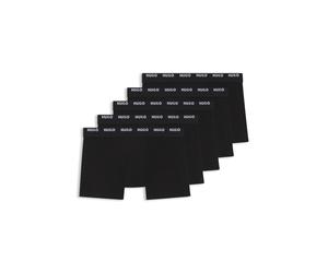 HUGO Fünfer-Pack eng anliegende Boxershorts aus Stretch-Baumwolle mit kurzem Bein und Logos am Bund - Style TRUNK FIVE PACK, 50493840 Schwarz S