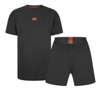 Pyjama HUGO UNDERWEAR "GALAXY SHORT SET", Herren, Gr. XXL (56), light, pastel grau 052, Jersey, Obermaterial: 95% Baumwolle, 5% Elasthan, regular fit kurz, Rundhals, abgesteppte Kante, Homewear-Sets P