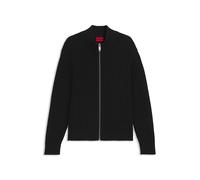HUGO Gerippte Strickjacke aus Baumwolle mit Reißverschluss - Style Sriton, 50546980 Schwarz L
