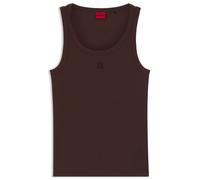 HUGO Geripptes Tanktop aus Baumwoll-Mix mit gesticktem Stack-Logo - Style Datamia, 50514489 Dunkelbraun XL