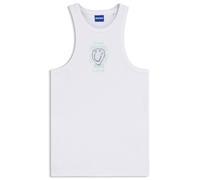 HUGO Geripptes Tanktop aus Baumwolle mit Logo-Kunstwerk - Style Dimartini_B, 50560792 Weiß XL
