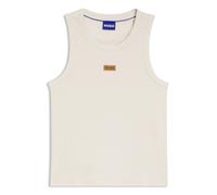 HUGO Geripptes Tanktop mit Logo-Badge aus Veloursleder - Style Nuvest, 50563974 Natur XXL