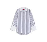 HUGO Gestreifte Bluse aus Baumwoll-Popeline mit kontrastfarbenen Details - Style Ebank, 50543521 Blau gemustert 34