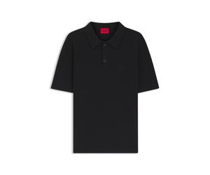 HUGO Gestrickter Baumwollpullover mit Polokragen - Style Shirds, 50557364 Schwarz S