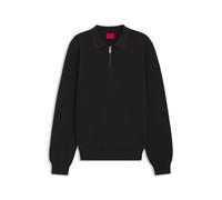 HUGO Gestricktes Poloshirt aus Interlock-Baumwolle mit Reißverschluss am Kragen - Style San Pauley-C, 50546871 Schwarz S