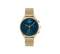 HUGO Goldfarbene Uhr mit blauem Zifferblatt - Style #SMASH MULTI, 58244987 Goldfarben ONESI