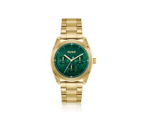 HUGO Goldfarbene Uhr mit grünem Zifferblatt - Style #BRIGHT SPORT, 58565077 Goldfarben ONESI