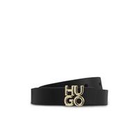 Ledergürtel HUGO "HU-GO Sz20", Damen, Gr. 90, schwarz (schwarz 001), Leder, unifarben, casual, Gürtel, mit zweireihiger HUGO-Schließe (41802456-90) schwarz 001