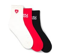 Kurzsocken HUGO UNDERWEAR "3P SH HEART CC W", Damen, Gr. 39-42, open miscellaneous 960, Baumwollmischung, elastisch, Socken, mit Logo-Details, Verstärkung: Zehen- und Fersenpartie (64964265-39) open m