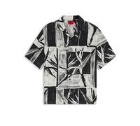 HUGO Oversized-Fit Hemd mit Print und Freizeitkragen - Style Exolino, 50566051 Schwarz S