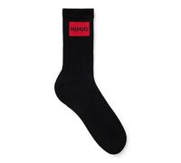 HUGO Herren Socken, 3er Pack - QS Rib Label CC, gerippt, Logo, Baumwollmischung Schwarz 43-46