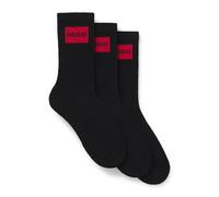 HUGO Herren Socken, 3er Pack - QS Rib Label CC, gerippt, Logo, Baumwollmischung Schwarz 43-46