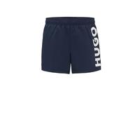 HUGO Herren ABAS Badeshorts mit vertikalem Logo-Print Dunkelblau S