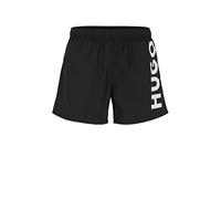 HUGO Herren ABAS Kontrast-Logo Badeshorts aus recyceltem Material, Schwarz, XL