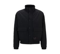 HUGO Herren Barren2431 Wasserabweisende Bomberjacke mit Logo-Label Schwarz S