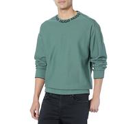 HUGO Herren Baumwollpullover mit wiederholtem Logo Pullover, Balsamgrün, Mittel