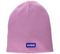 HUGO Herren Blue Patch Knit Beanie-Mütze, Malvenfarben, dunkel, Einheitsgröße