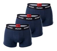 HUGO Herren Boxer Shorts, 3er Pack - Trunks Triplet Pack, Logo, Cotton Stretch Blau S